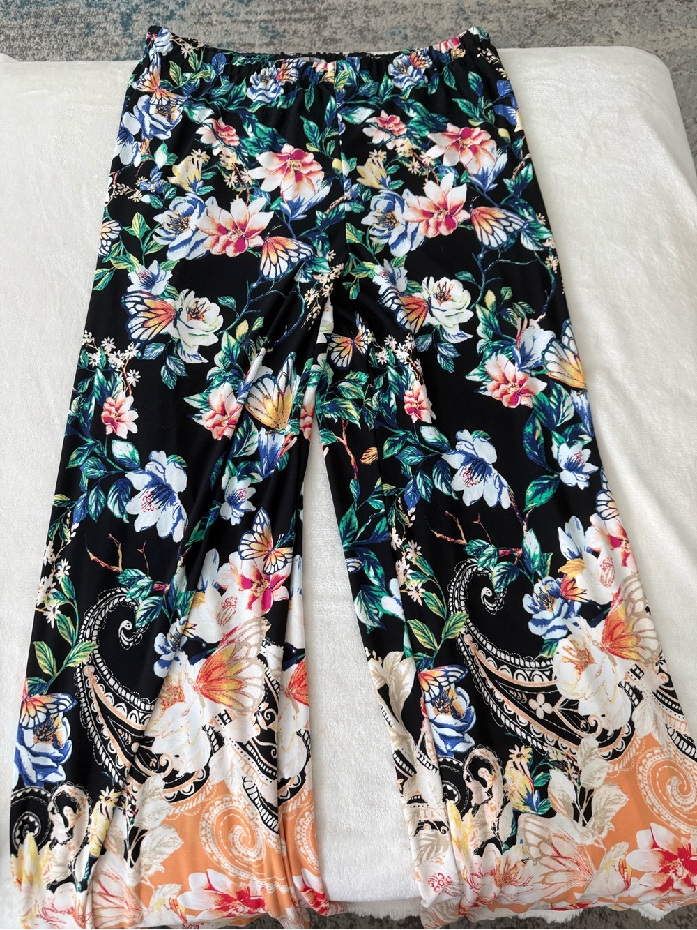 Chico's 2 Size 12 Butterfly Garden-Print Palazzo Pants D82